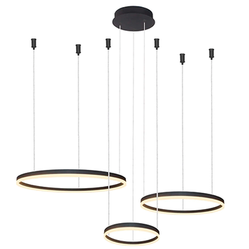 Люстра Azzardo AZ4975 Halo Pendant 100+80+60 CCT Bluetooth BK + Remote Control, 180 Вт, 9540 лм, 3000K-6000K AZ4975 фото