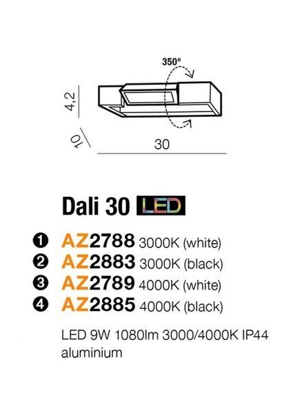Светильник подсветки для зеркала Azzardo AZ2791 DALI 45 3000K WHITE AZ2790 фото