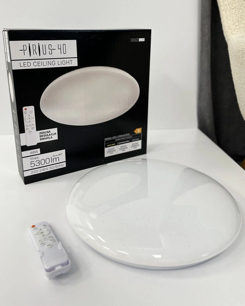 Потолочный светильник с пультом Goldlux 325747 Pirius Led 1x48W 3000K-6000K 5300Lm IP44 WH 072926 фото