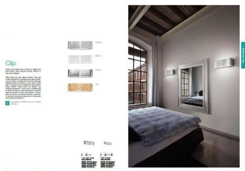 Бра IDEAL LUX IL91136 CLIP AP2 MINI ARGENTO 2хG9 IP20 сріблястий IL91136 фото