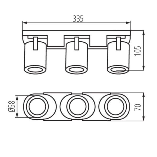 Светильник спот Kanlux 29125 LAURIN EL-3I B, 3xGU10, IP20 29125 фото