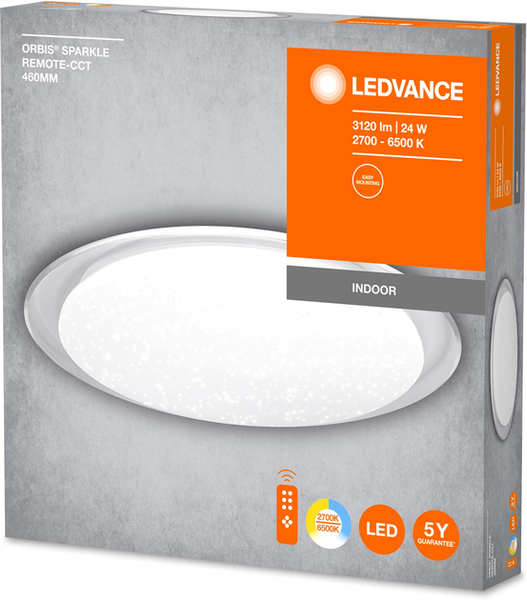Світильник світлодіодний LEDVANCE Orbis Sparkle з пультом ДК 24 Вт білий 4058075633179 фото
