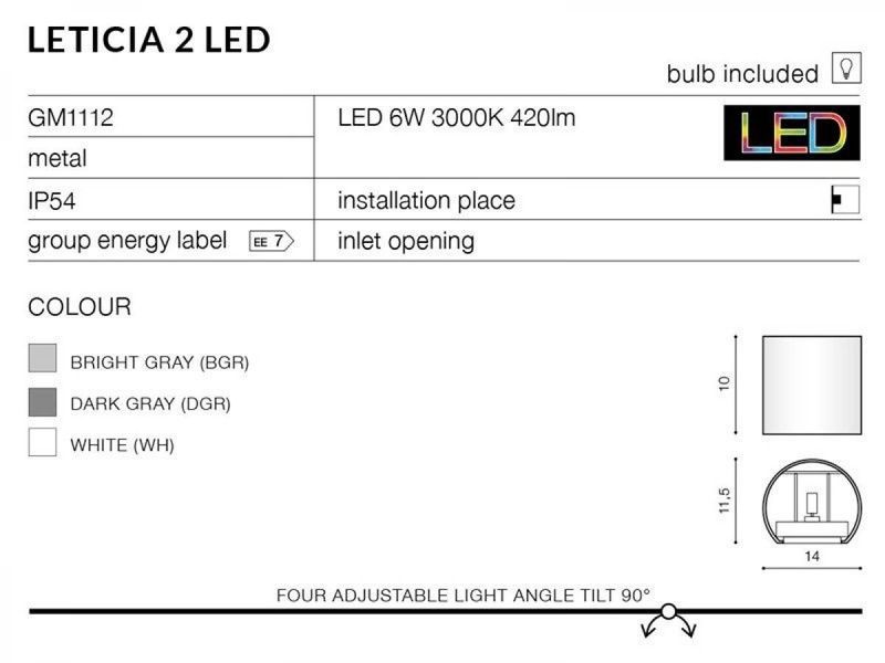 Настінний світильник Azzardo AZ4469 Leticia 2 LED BK, 3 Вт, 400 лм, 3000K AZ4469 фото