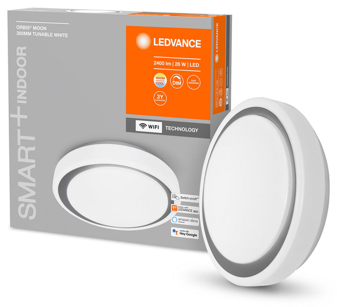 Світильник світлодіодний Ledvance SMART + WIFI ORBIS Moon 380 GR 24 Вт сірий 3000...6500 К ORBIS MOON RD 380 TW GR 4058075486409 фото