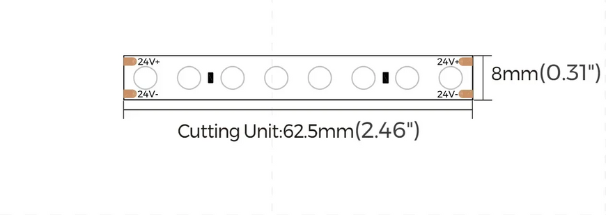 LED стрічка COLORS Chip-24V-IP20 9.6W 801Lm 3000K 5м (PD128-24V-8mm-WW) PD128-24V-8mm-WW фото