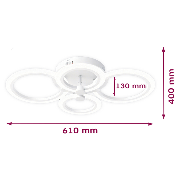 LED світильник VELMAX V-CL-NAOMI-R-65SWh, max 65W, 3000K-6500K, пульт, блок живлення, білий, 230V 23-43-37 фото