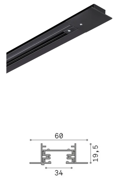 Трековий шинопровід IDEAL-LUX IL342825 LINK 1-PHASE 2000MM PROFILE RECESSED BK чорний IL342825 фото