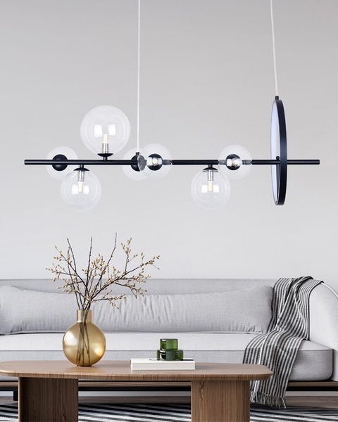 Підвісний світильник, люстра Polux Hybrid G9+LED 7+1x15W+6W 4000K 2300Lm IP20 чорний 5901508331113 5901508331113 фото