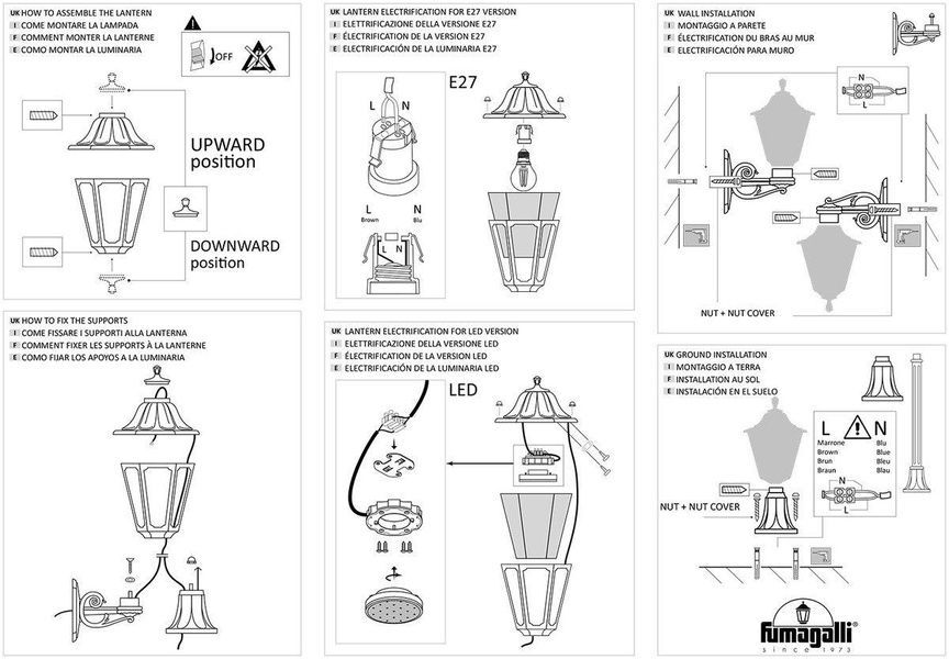 Вуличний світильник Ideal Lux IL101491 DAFNE AP1 BIG NERO 1хЕ27 IP55 чорний IL101491 фото