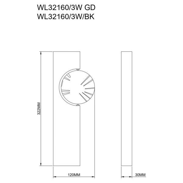 Бра, настінний світильник Zuma Line FLUX WL32160/3W/BK Led 3W 3000K 160Lm IP20 WL32160/3W/BK фото