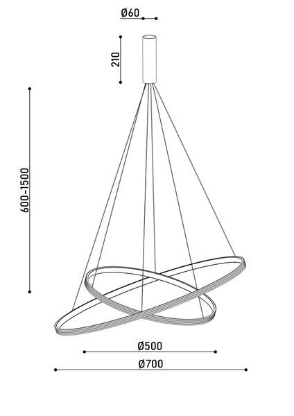 Светильник подвесной KLOODI KD-RG DUO 500/700 72W 3000К BK KD-RG DUO 500/700 BK фото