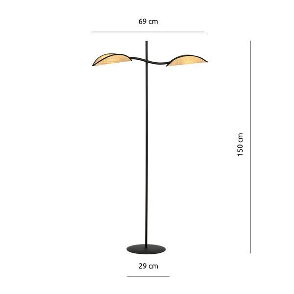 Торшер LOTUS LP2 BLACK/RATTAN Emibig E27 IP20 черный 1108/LP2 1108/LP2 фото