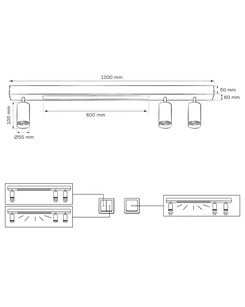 Стельовий світильник Polux Paris GU10+Led 3x30+24W 4000K 1800Lm IP20 Чорний 5901508327390 5901508327390 фото