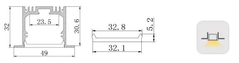 LED-профіль врізний LE4932 (2,5 метри) LE4932(2,5) фото