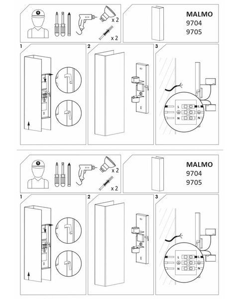 Бра, настінний світильник Nowodvorski 9704 Malmo GU10 2x35W IP20 Wh 9704 фото