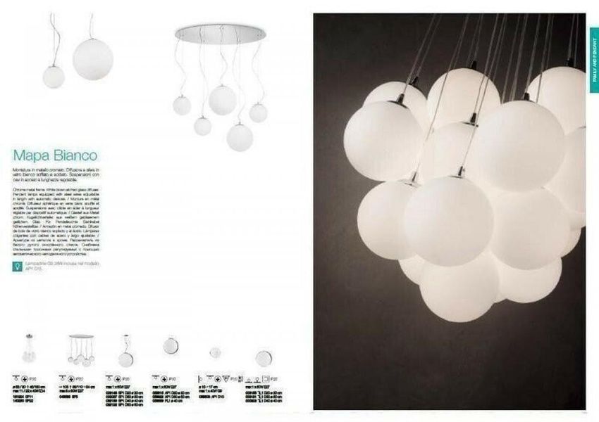 Люстра подвесная IDEAL LUX IL9148 MAPA D20 1хЕ27 IP20 белый IL9148 фото