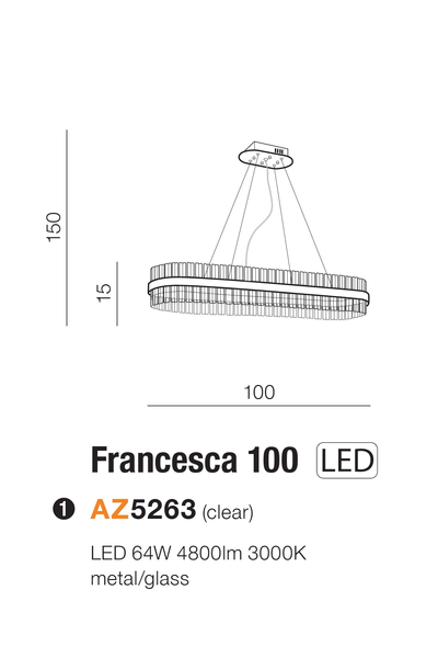 Подвесной светильник, люстра AZzardo AZ5263 FRANCESCA 100 AZ5263 фото
