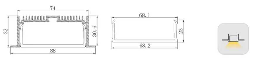 LED-профиль широкий врезной LE8832 (2,5 метра) LE8832(2,5) фото