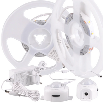 Світлодіодна стрічка LED з блоком живлення та PIR датчиком Polux 12V 2x2m 16.5Вт 4000K IP20 білий 5901508316400 5901508316400 фото