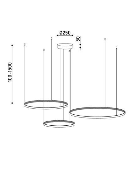 Светильник подвесной KLOODI KD-RG MULTI UP 700/900/1100 162W 3000К BK KD-RG MULTI UP 700/900/1100 BK фото