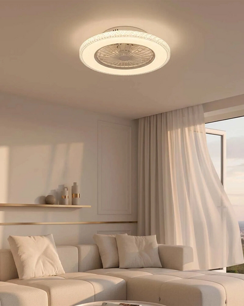 Люстра с вентилятором, светильник потолочный с пультом Goldlux 341297 Egypt LED 1x48W 3000K/4000K/6500K 5300Lm IP20 белая 341297 фото