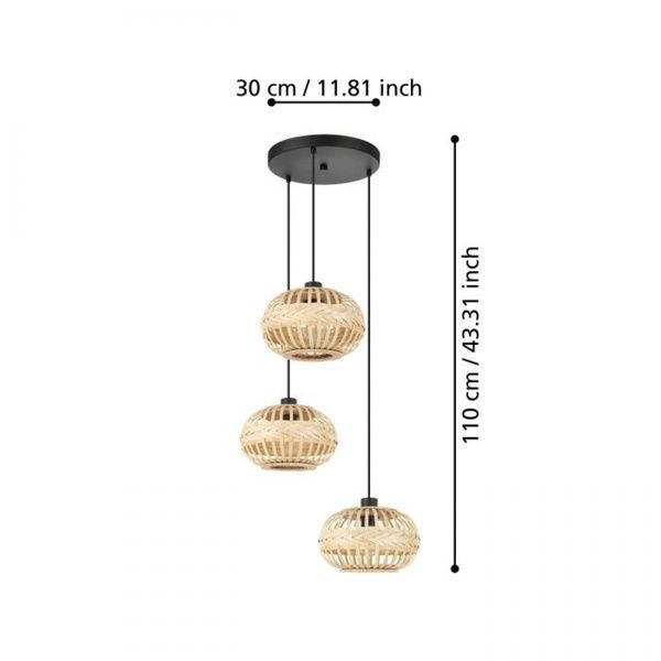 Подвесная люстра Eglo Е43864 AMSFIELD 1 pendant light 3хЕ27 коричневый Е43864 фото