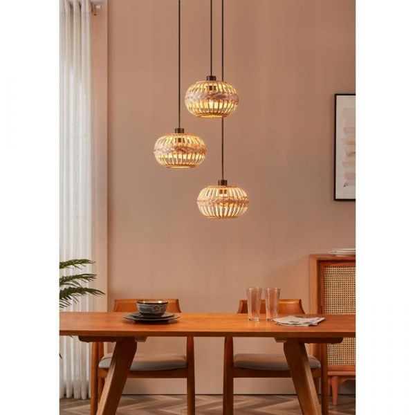 Подвесная люстра Eglo Е43864 AMSFIELD 1 pendant light 3хЕ27 коричневый Е43864 фото