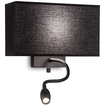 Бра IDEAL LUX IL215709 HOTEL AP2 ALL BLACK Е27+LED 1.5W 50lm 3000K чёрный IL215709 фото