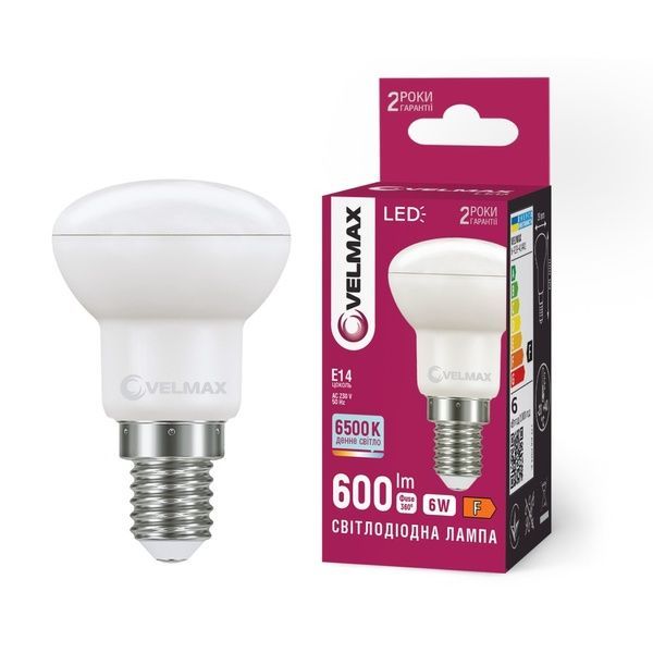 LED лампа VELMAX V-R50-61465, 6W, E14, 6500K, 230V 21-15-17 фото