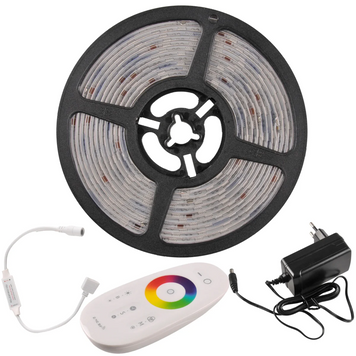 Комплект: LED стрічка 5м, пульт керування, блок живлення, драйвер Polux 24V 34Вт RGB+4000К IP65 5901508319302 5901508319302 фото