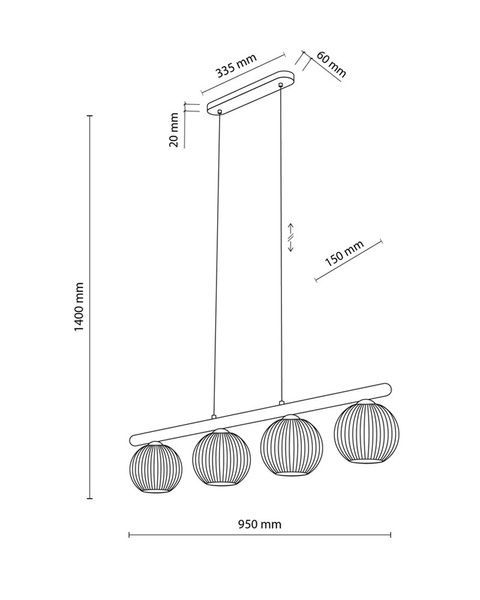 Подвесной светильник, люстра TK Lighting 11080 Virlo E14 4x10W IP20 бежевый TKL11080 фото