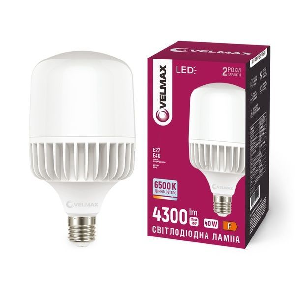 LED лампа VELMAX V-A100-4065, 40W, переходник Е27/Е40, 6500K, 230V 21-90-34 фото