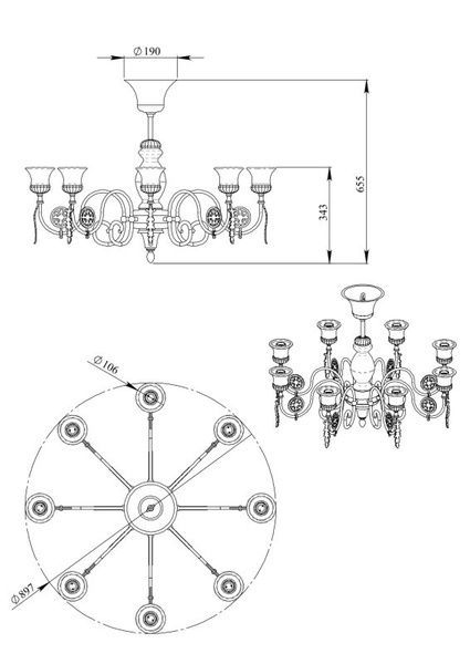 Люстра FOLK синий 8хЕ27 pkt25547-2 фото