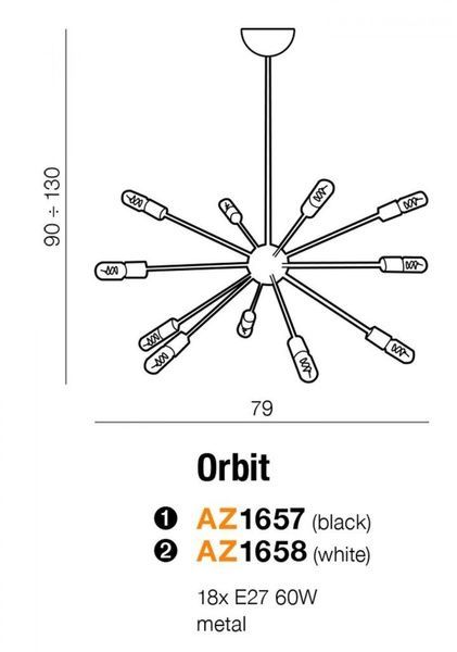 Люстра AZZARDO AZ1657 ORBIT BLACK AZ1657 фото