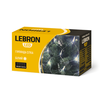 LED гирлянда LEBRON сетка 1,5х1,5м, 120LED, желтая, IP20 15-18-53 фото