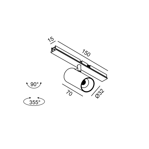 Магнітний світильник LTX, MINI_LINE 42-48 TUB S A, CREE LED 5W, 3000K, 642lm, 36&deg;, CRI>90, IP20, латунь/чорний 07.3270.5.930.BR фото
